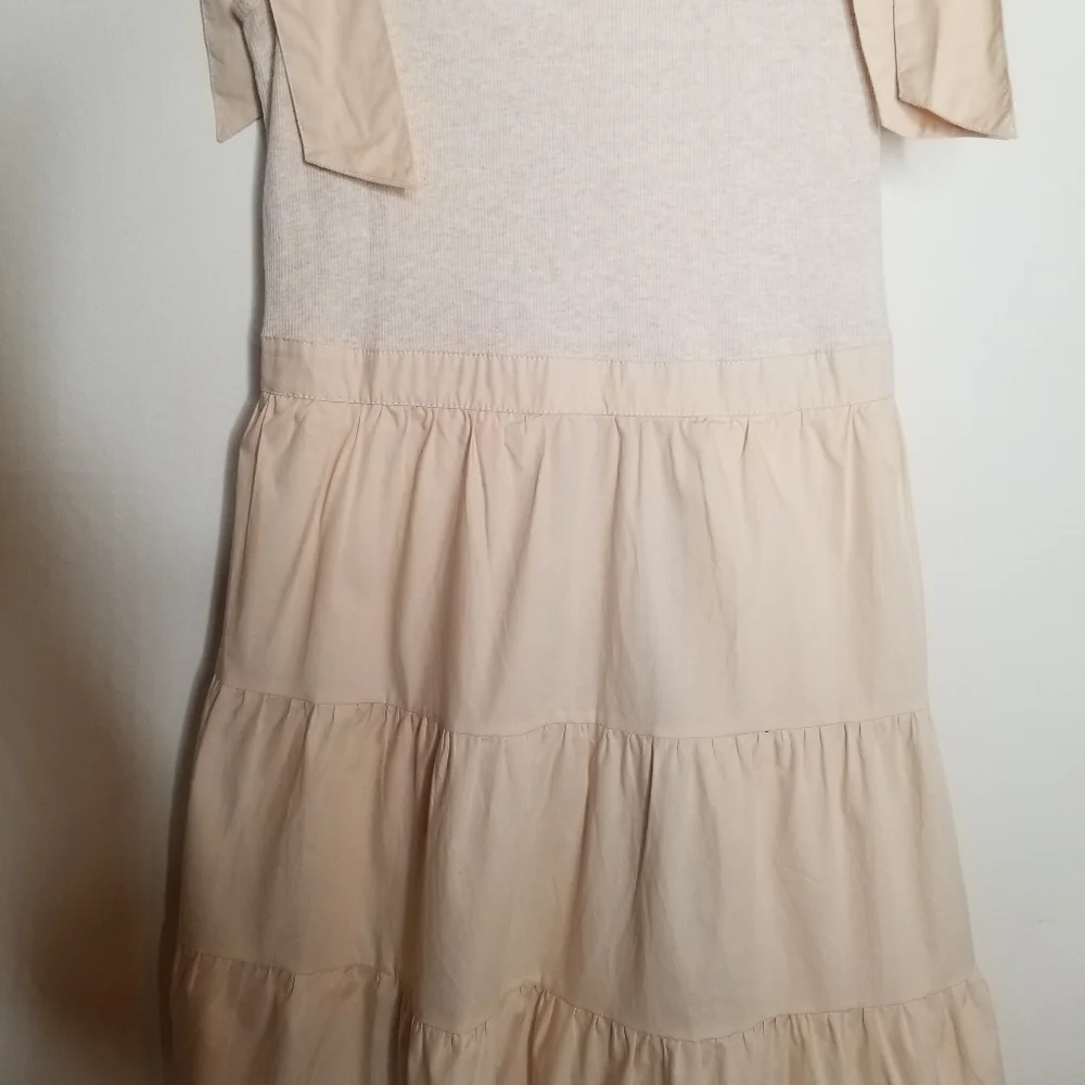 Ulla Johnson Tiered Midi Dress Ivory Oatmeal Cotton Boho Prairie Dress Hope